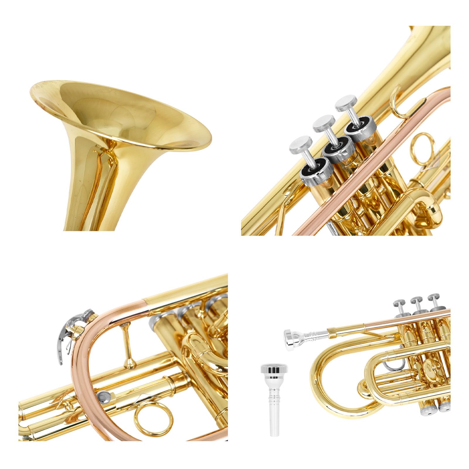 Sxhlseller Präzises B-Trompeten-Set mit Gold-Finish für Profis, Heller und Klarer Klang für Liebhaber von Orchesterinstrumenten