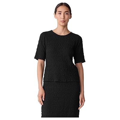 Eileen Fisher Bubble Jacquard Crew Neck Snug Knit Top Women