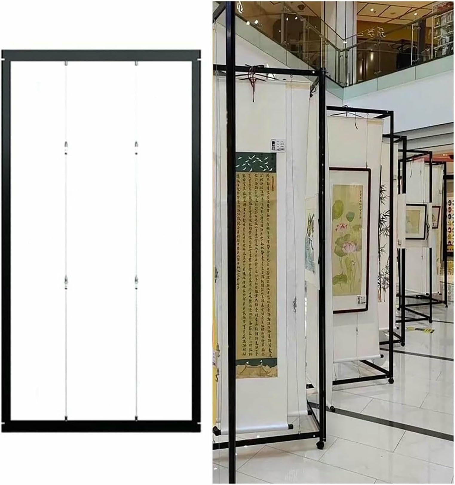 SWENEEN Movable Display For Exhibition,Sliding Painting Display With Poster Poster Stand,3pcs-100x250(39.4x98.4in)
