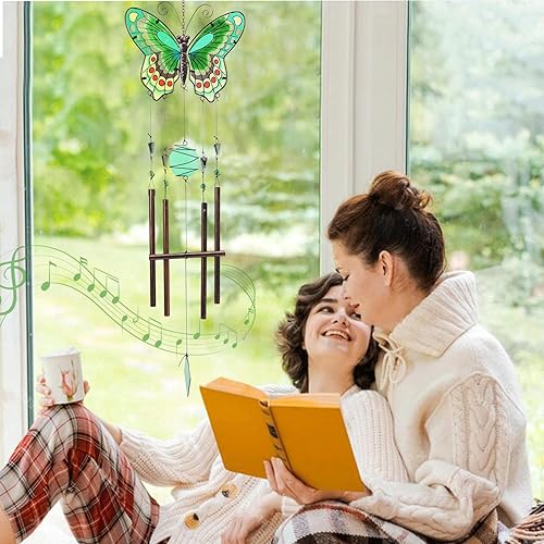 Miniatura 7 de MUMTOP Campanillas de viento de mariposa para exteriores, vitrales de viento para patio, al aire libre, jardín, patio, costa, ventana, decoración