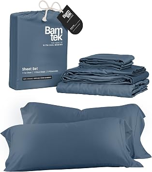 Cooling Sheets Set Bundle with 2 King Pillowcases - Super Soft, Moisture Wicking, Hypoallergenic Bedding - Hot Sleepers Must Have - Organically Grown 100% Viscose Derived from Bamboo