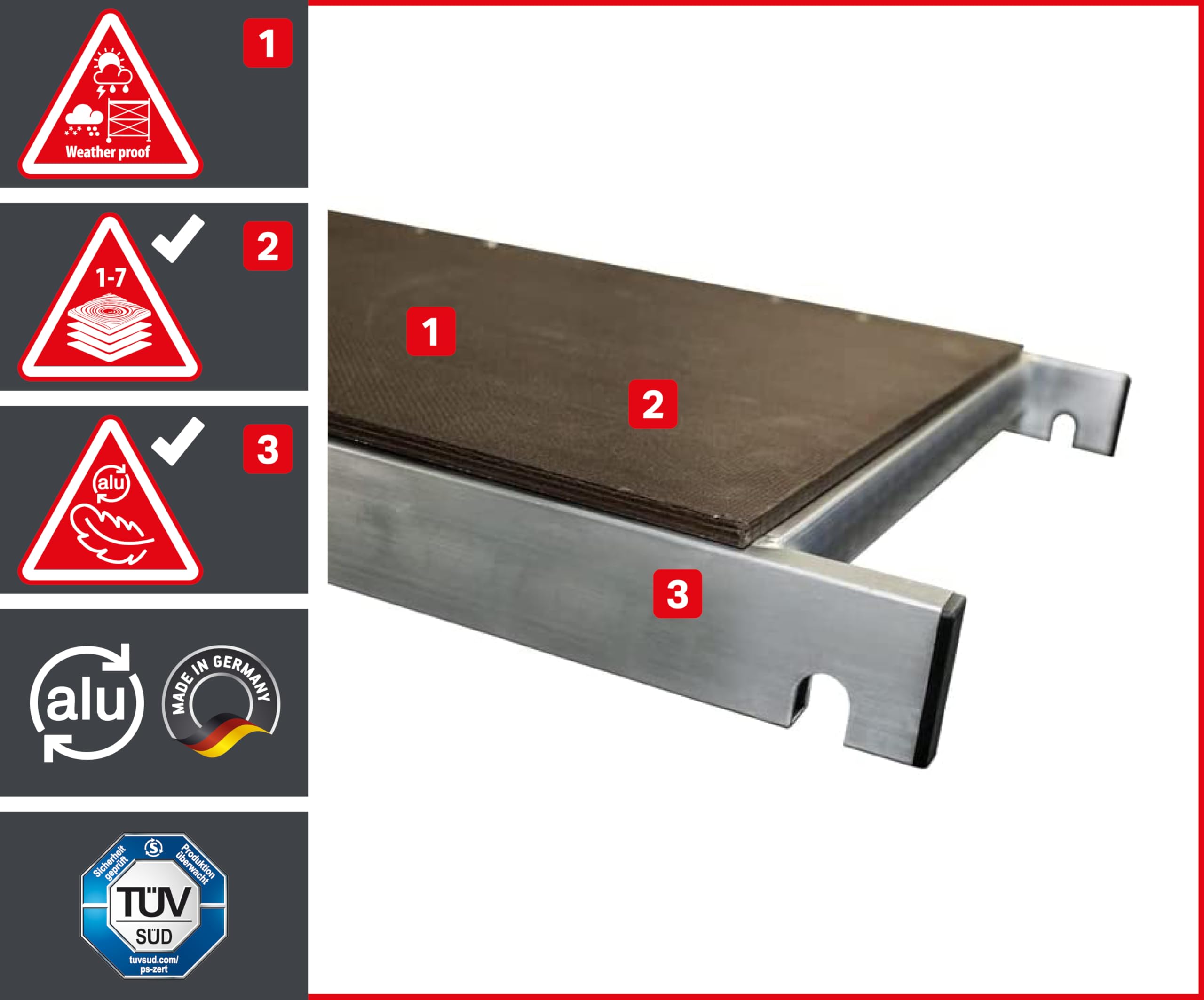 ALTEC Rollfix 2.0 700 | 7m Arbeitshöhe | bremsb. Lenkrollen (Ø150mm) | Wandanker | Made in Germany | TÜV | belastbar 200kg/m² | Norm - DIN EN 1004-1 | Modulares Arbeitsgerüst | Alu-Gerüst