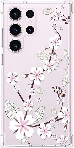 Miniatura 9 de GREATRULY Funda transparente floral para Galaxy S23 Ultra 5G para mujeres y niñas, bonita funda de teléfono para Samsung Galaxy S23 Ultra, diseño de