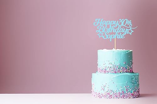 Miniatura 5 de Decoración personalizada para tarta de cumpleaños con cualquier edad y nombre, decoración de pastel de fiesta 16 18 21 40 60, tarjeta con purpurina