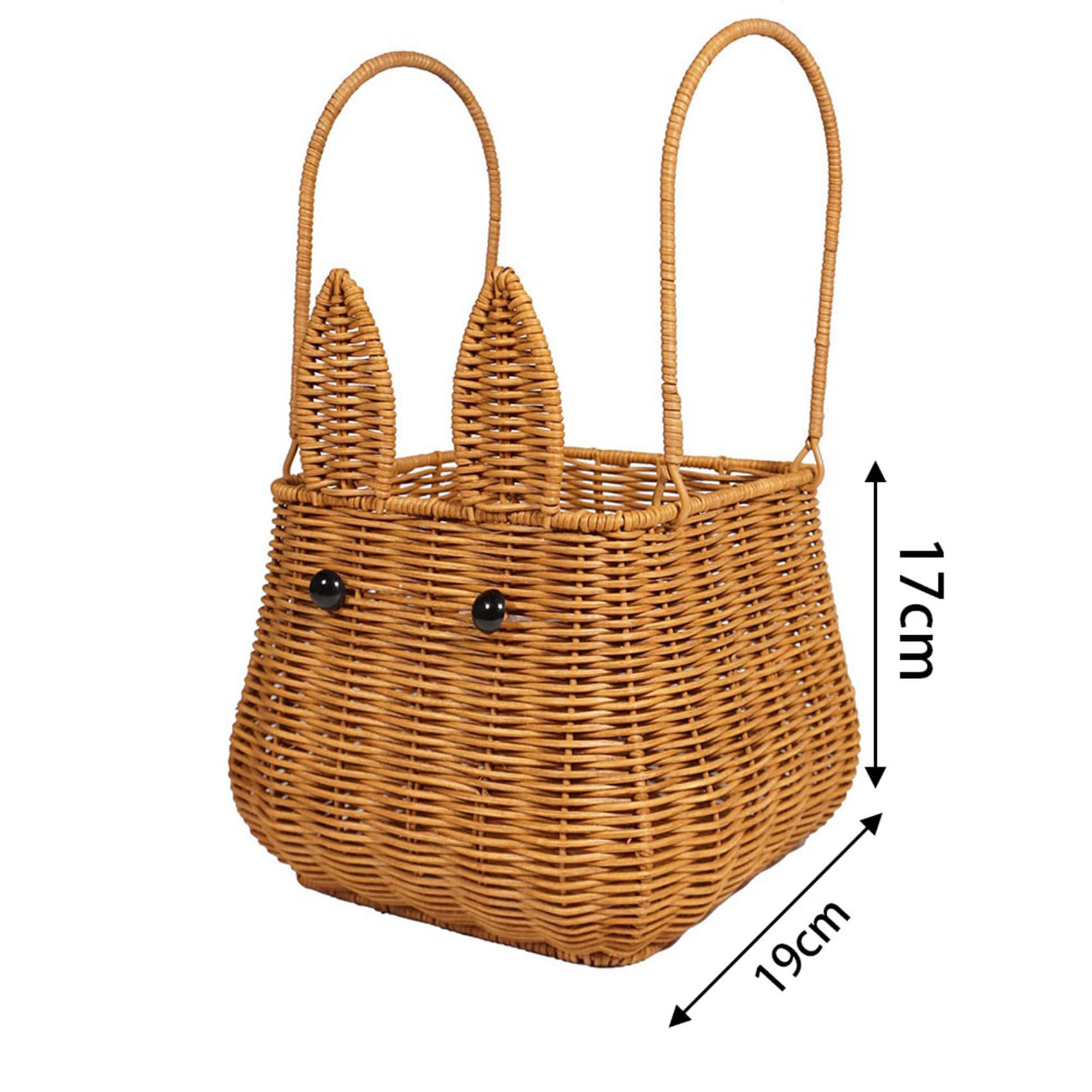 3X Cesto in Rattan con Manico, Cestino per Uova, Fiore Intrecciato, Ragazza, Pane, Frutta, Verdura, Cestino da Picnic in Vimini