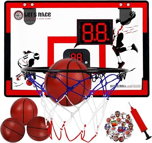 Miniatura 1 de FBSPORT Aro de baloncesto para interiores, mini aro de baloncesto para interiores con 4 bolas, aro de baloncesto plegable sobre la puerta para