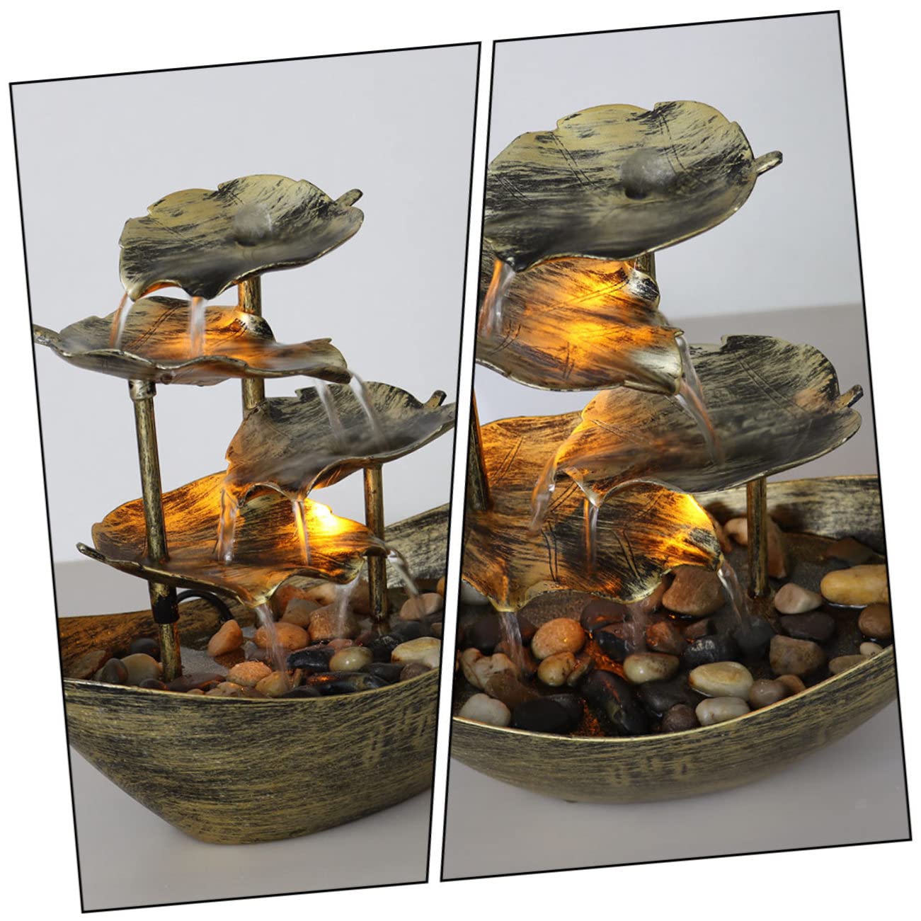 Yardwe Fontaine De Bureau Décorative Forme De Lotus avec Lumières LED Ornement De Table pour Salon Bureau Et Décoration Intérieure