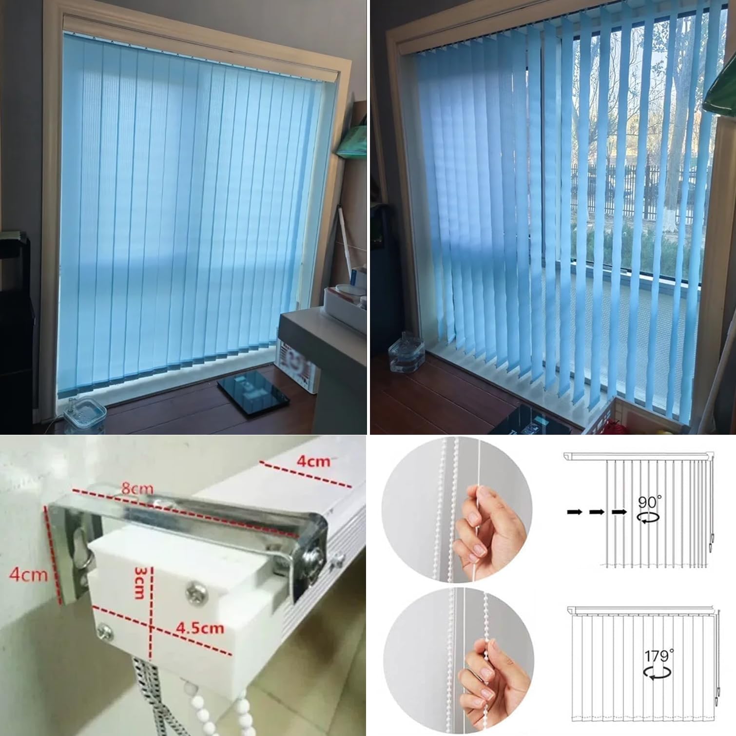 Tenda veneziana a lamelle blu cum per uso interno, oscurante/isolamento termico, perfetta per casa, ufficio e porte del patio, dimensioni: 100 cm x 260 cm