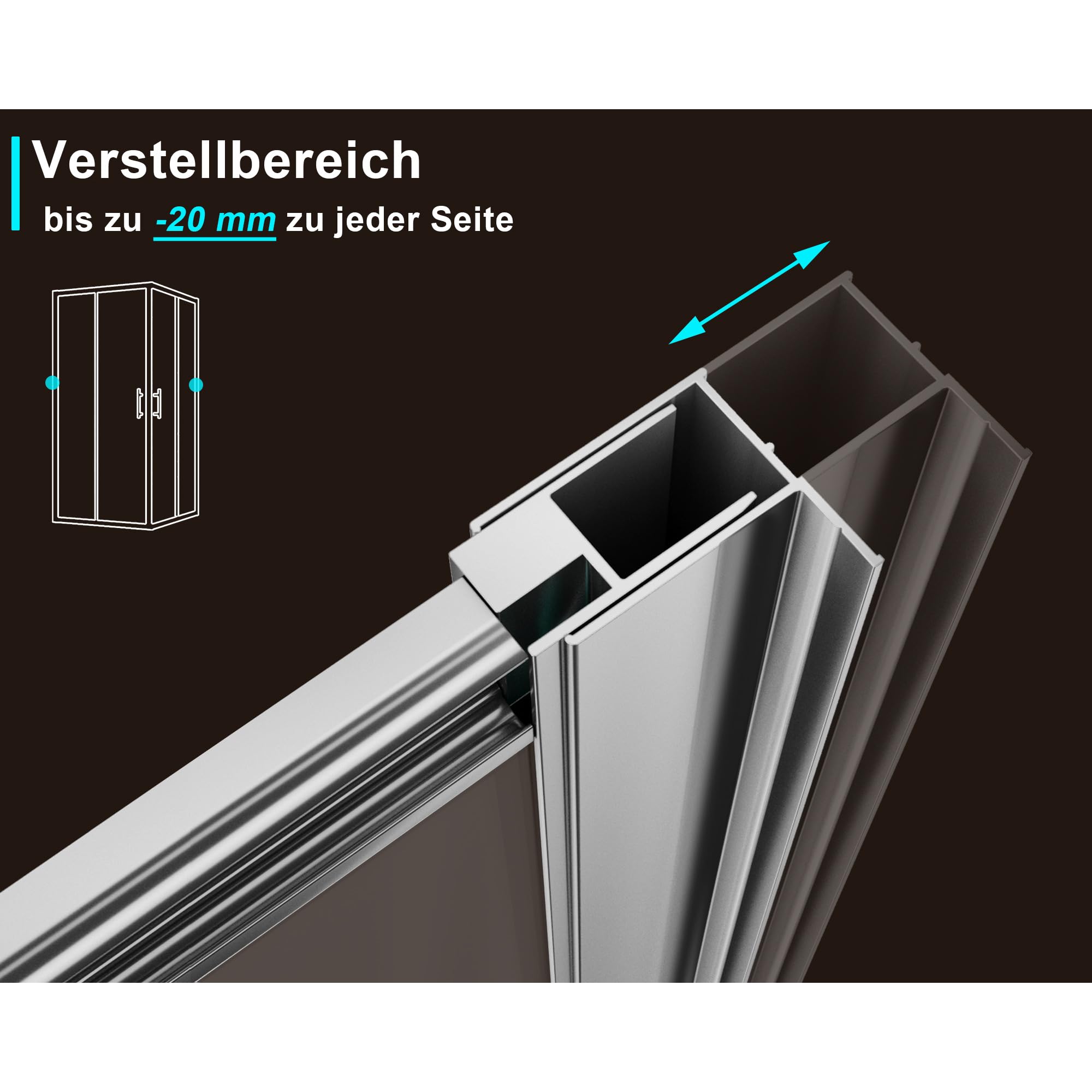 Cabina Doccia Angolare Moderna 76x90 con Doppie Ante Scorrevoli, Vetro Temperato 5mm Altezza 195cm - Elegante Soluzione Salvaspazio per Bagno