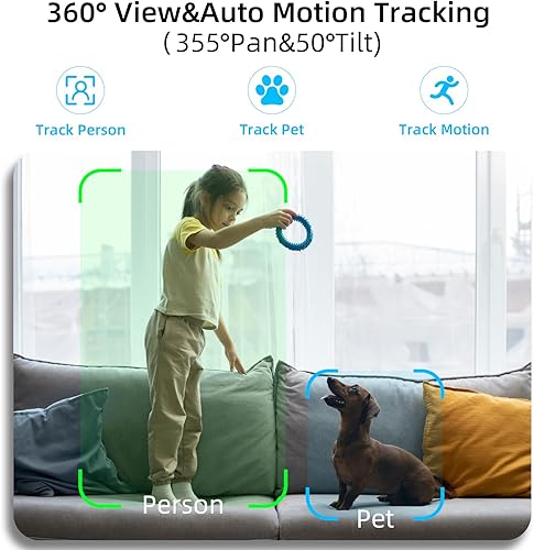 Miniatura 4 de Cámara de seguridad 2K PanTilt para monitor de bebé 5G y 2.4G, paquete de 2 cámaras para bebé con detección de llanto, detección de movimiento,