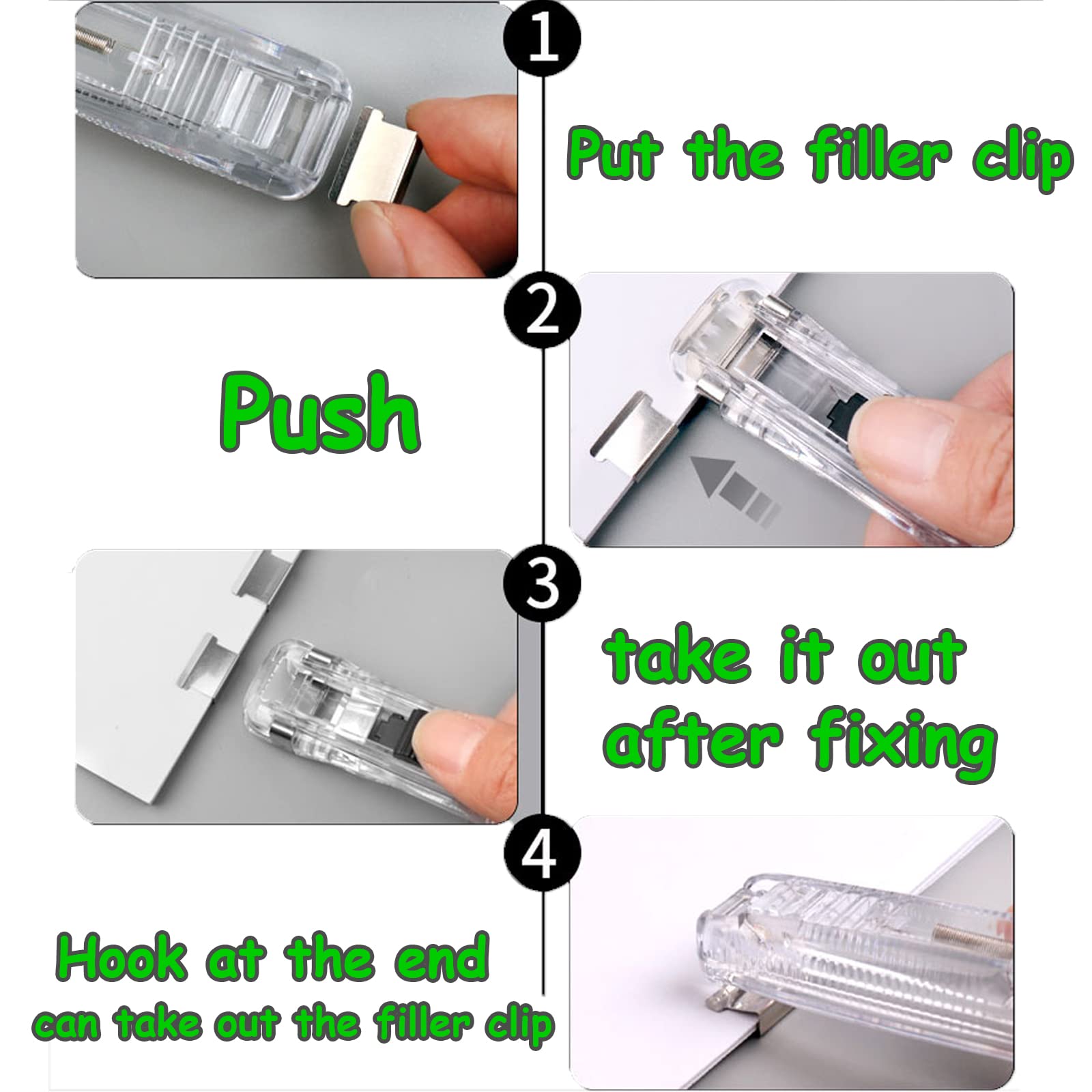 Dispenser Per Mollette WUDQIJI - 2 Cucitrici Creative Con 100 Clip Riutilizzabili Per Fogli - Foto 5