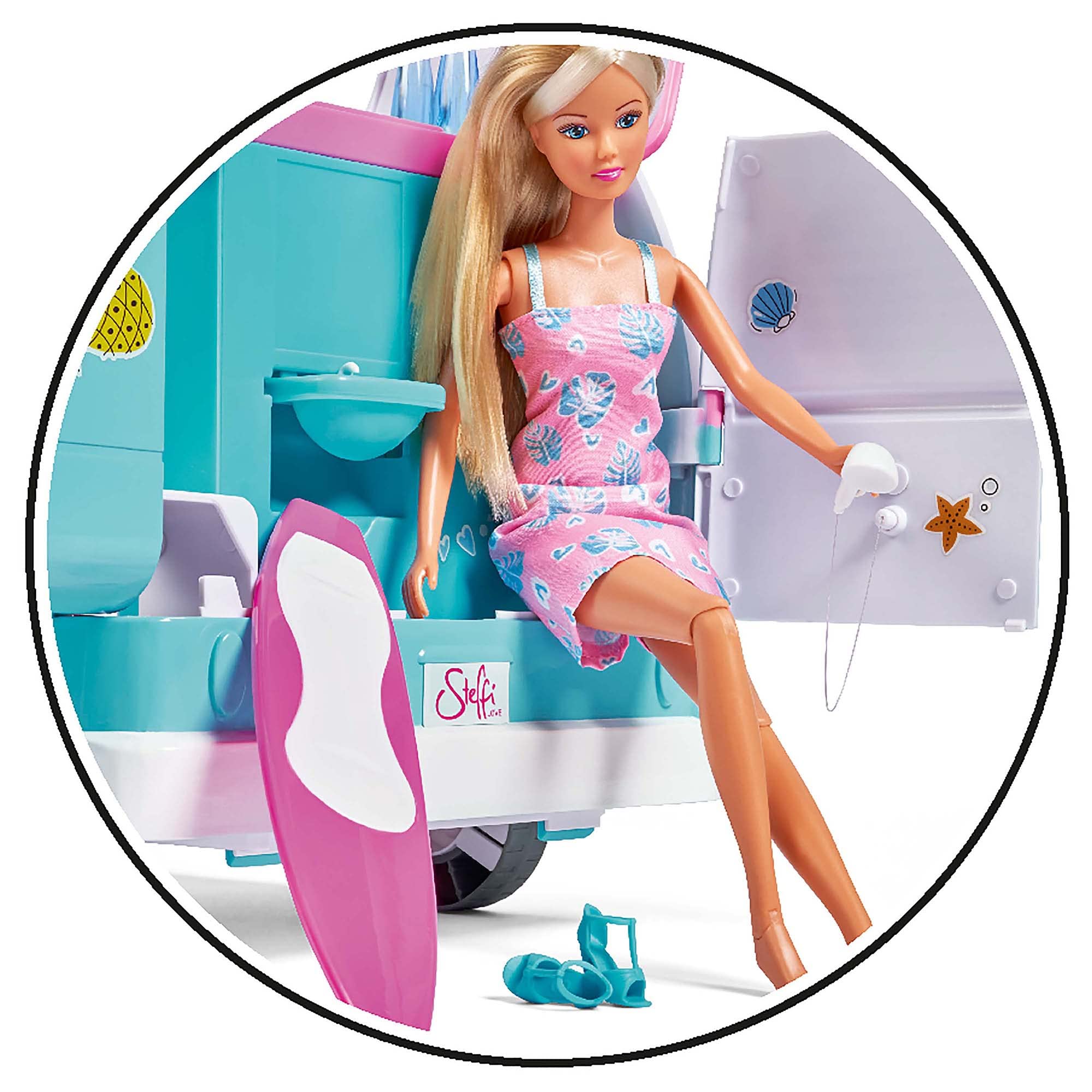 Lalka modelka 29cm Steffi love i jej rozkładany kamper