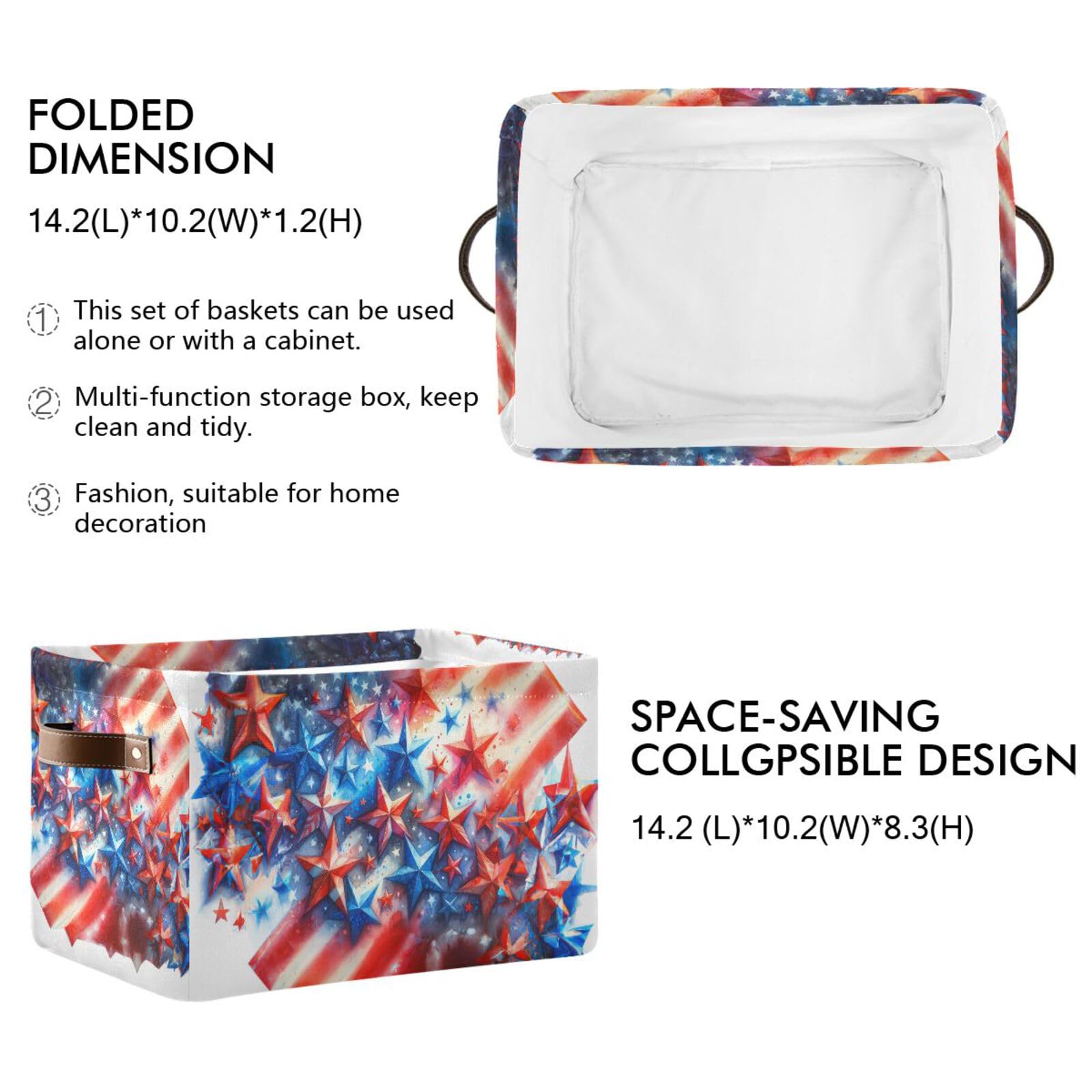 PaChyLuu Independence Storage Basket Bin Canvas Fabric Organizer Toys Basket with Handles for Home Office Nursery, Clothes, Gifts, 1 Pcs