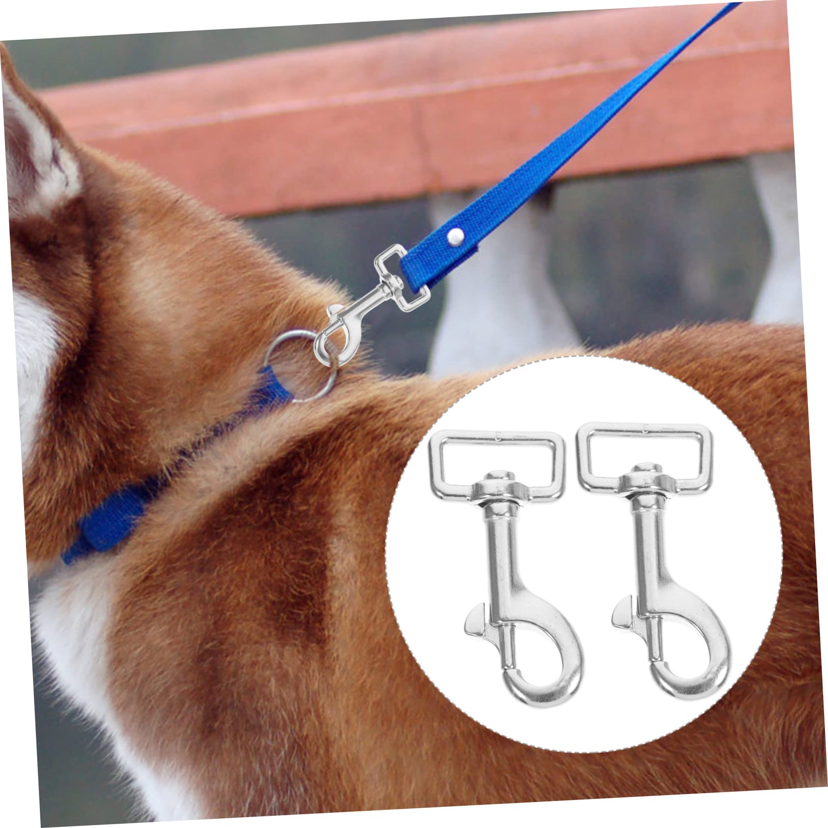 HOMOCONO 2pcs Single Hook Belt Key Holder Hooks Trigger Dog Snaps Chain Handle Swivel Snap Hook Heavy Duty Pet Leash Clip Double Ended Bolt Snap Spring Snap Hook Silver Stainless Steel