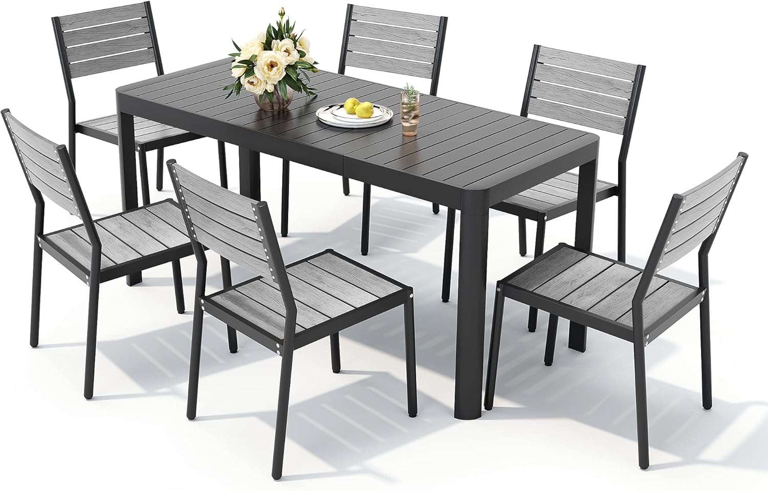 JOINHOM 7 Piece Patio Dining Table & Chair Set Outdoor