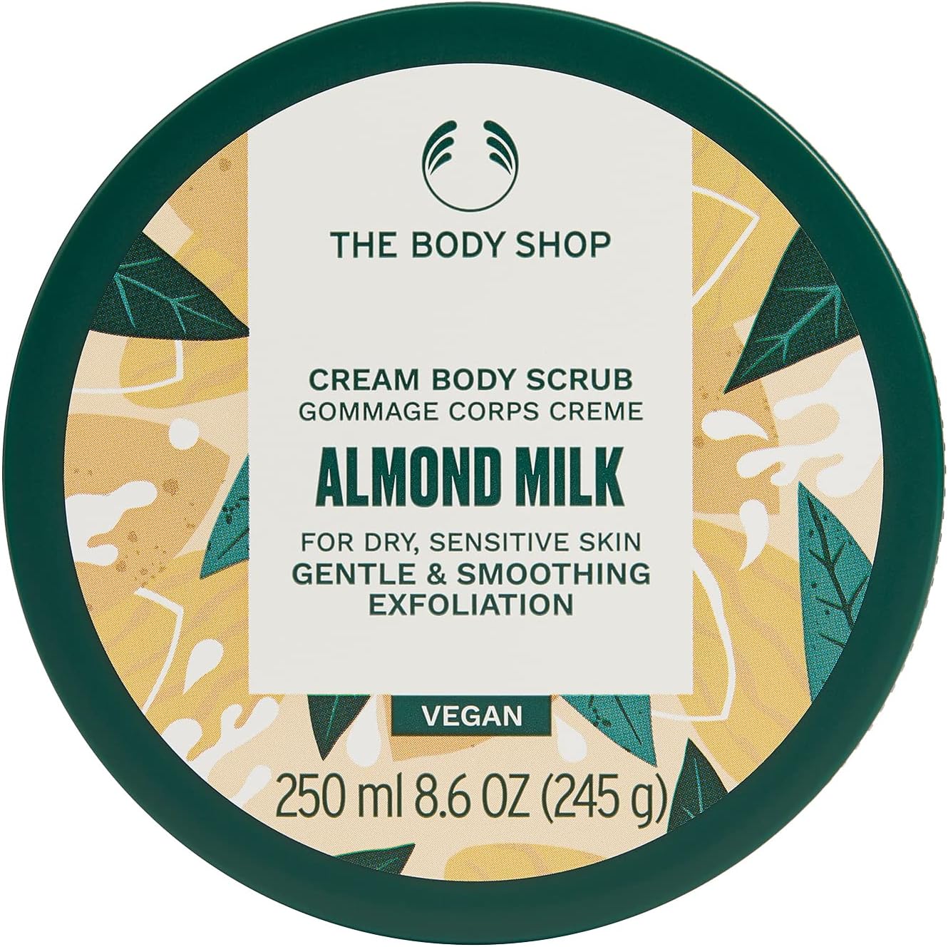 Almond Milk Gentle Exfoliating Cream Body Scrub – Soothing Exfoliation for Sensitive Skin – Vegan – 8.6 oz