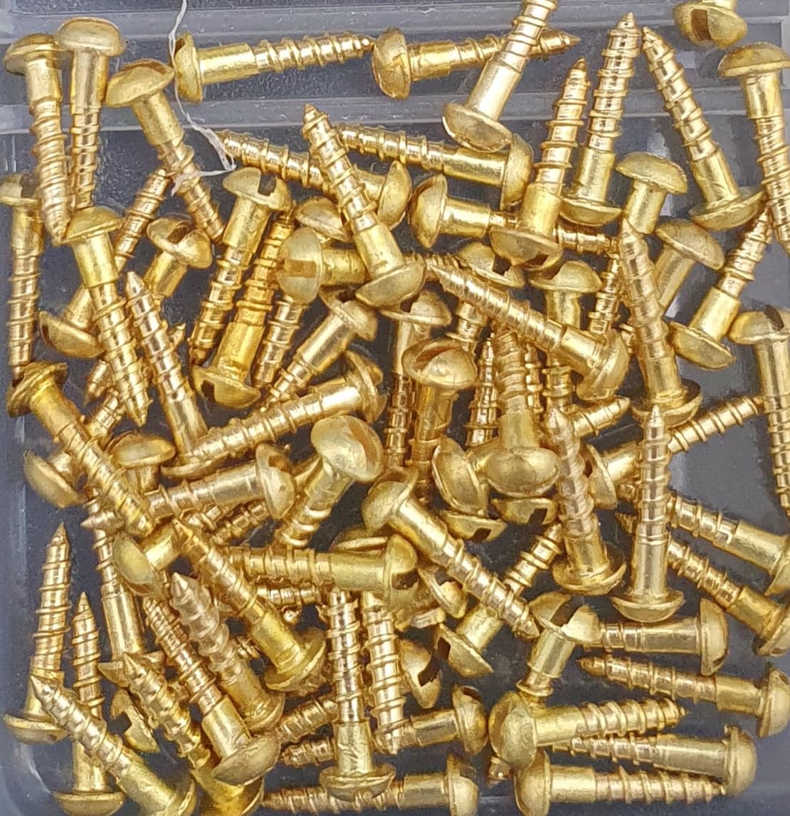 300 tlg. Set | Messing Holzschrauben Sortiment DIN 96 – Halbrundkopf Schlitz – Messing Blank – Dekorative Rundkopfschrauben in stabiler Box 2mm und 2,5mm Durchmesser