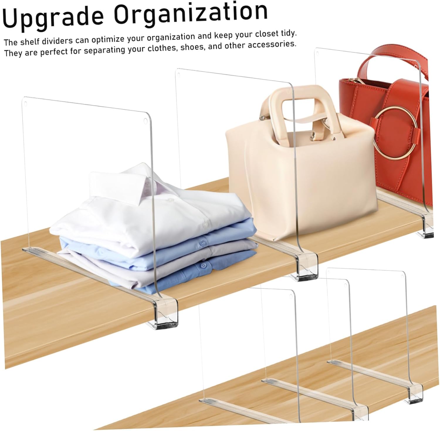 6pcs Shelf Dividers for Closet Organization Storage Separators for Bedroom Kitchen and Office Shelves Effortless Clothes and Item Division