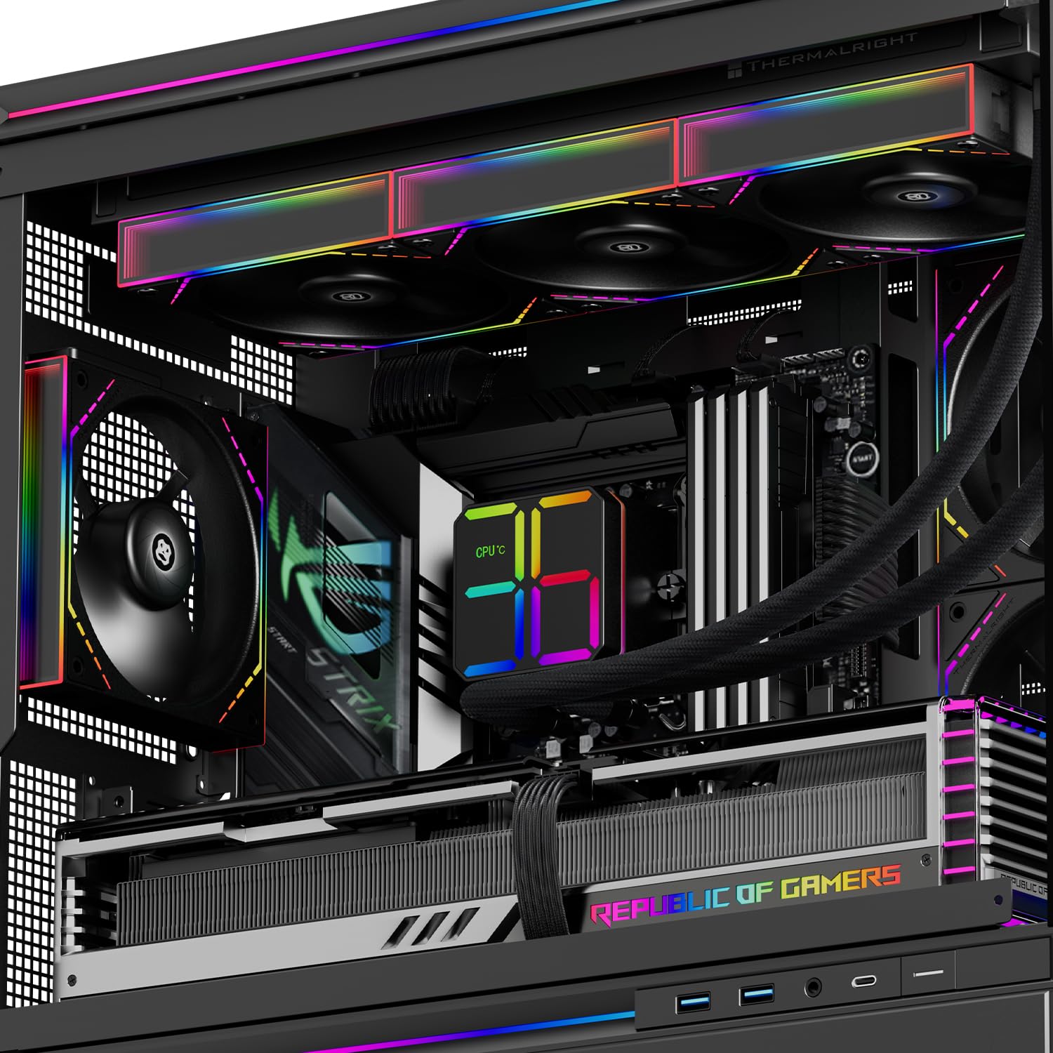 Thermalright TR Magic Qube 360 ARGB Black - Raffreddatore liquido per CPU, 2000 giri/min, per AM4/AM5, Intel LGA115X/1200/1700/1851, cambio di colore, display digitale