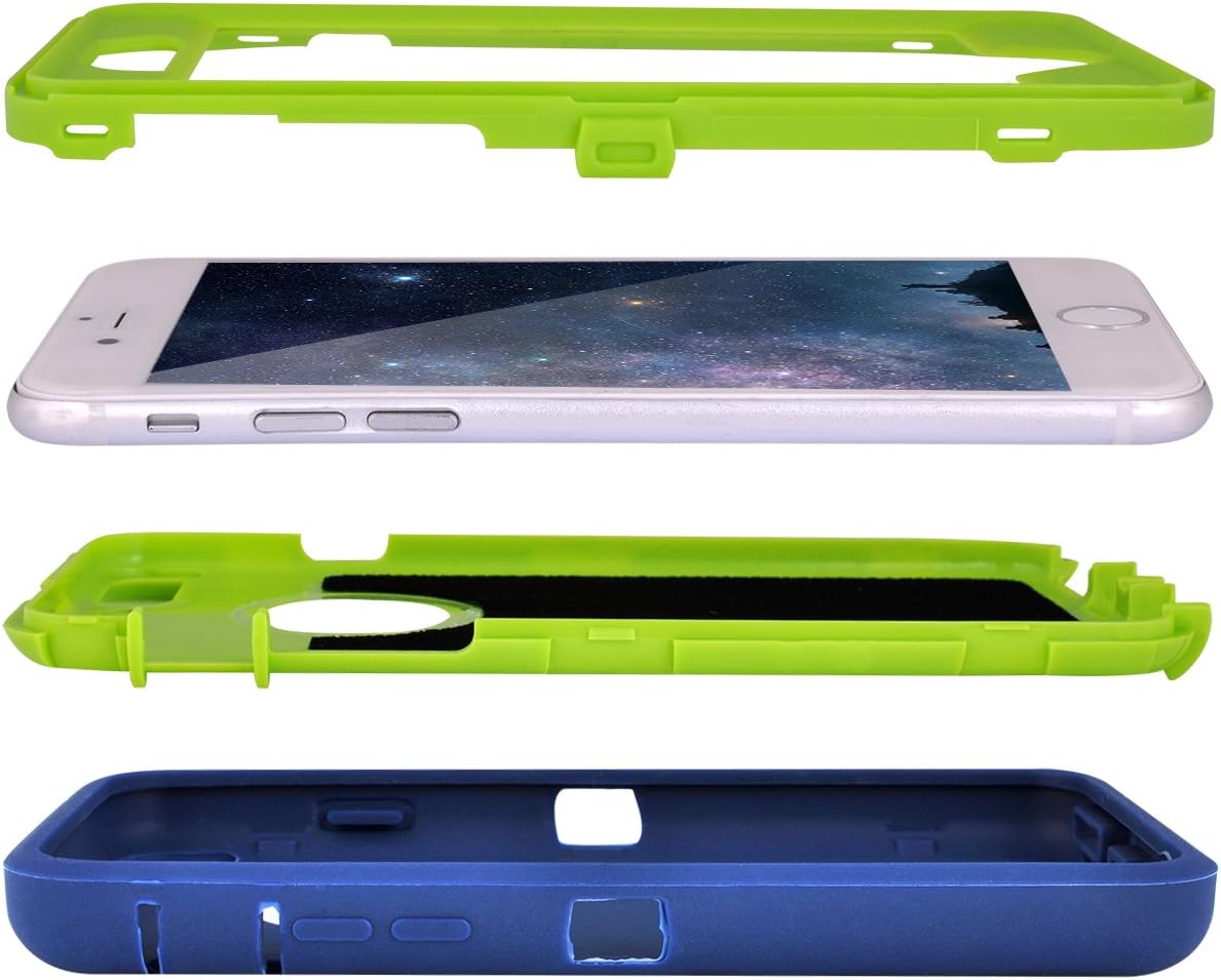 MAXCURY iPhone 7 Defender Case, iPhone 8 Case, Heavy Duty Shockproof Series Case for iPhone 7/8 (4.7") with Built-in Screen Protector, No Belt Clip (Navy/Lime)