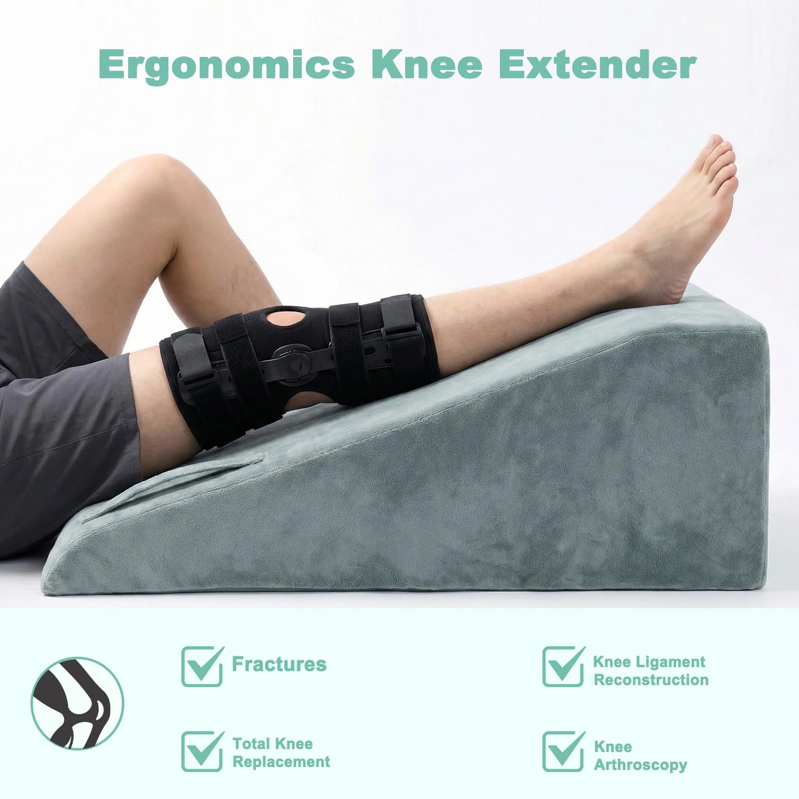 Almohadas de elevación de piernas para después de la cirugía, almohada de espuma viscoelástica para cirugía de reemplazo de rodilla, equipo de recuperación de cirugía para ciática, espalda