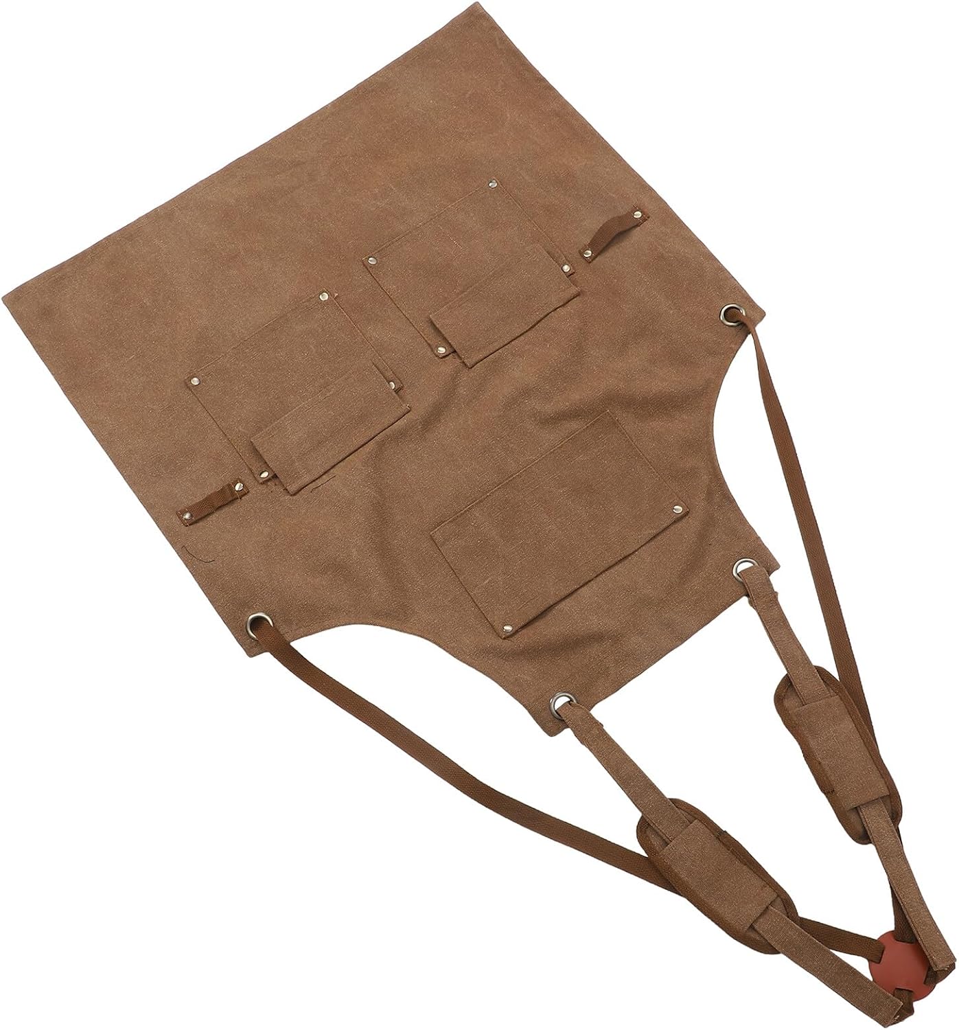 Men’s Adjustable Canvas Carpenter Apron with Tool Pockets, Heavy-duty Work Apron for Woodworking, Gardening, and Shop Use, Thick Khaki Cotton Fabric