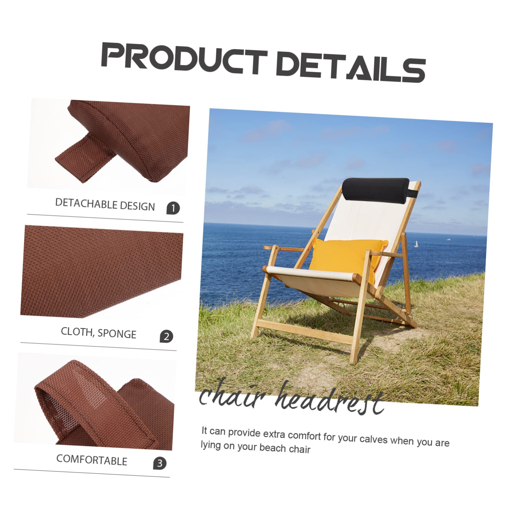 ABOOFAN 2 pezzi Cuscino Poggiatesta per Sedia da Spiaggia Morbida con Fascia Elastico Supporto Ergonomico e Comfort per Sedie Pieghevoli da e Casa