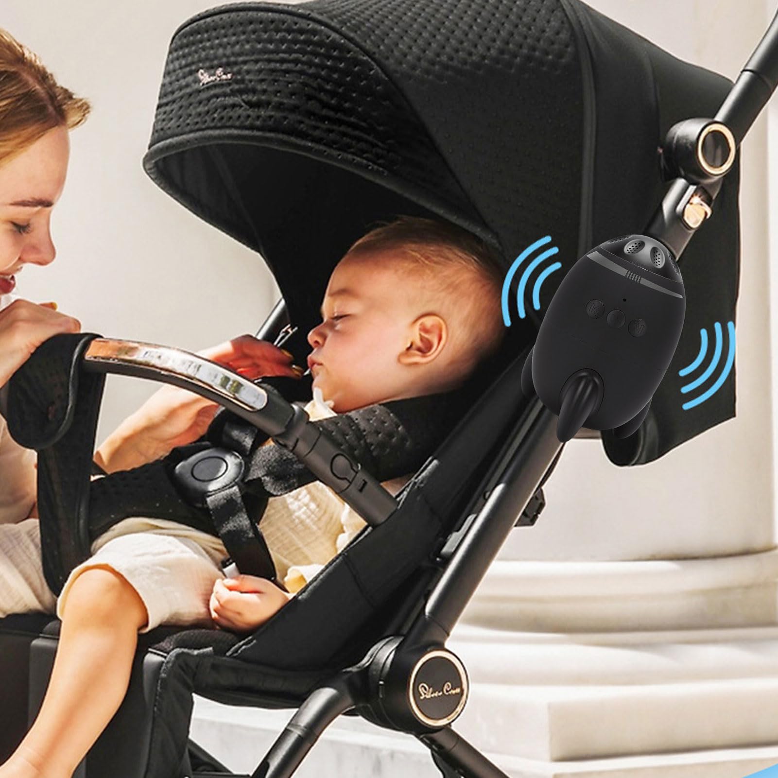 Dondolo Portatile per Neonati, Dispositivo Vibrante a velocità Regolabile per Passeggino, con Batteria 1200 MAh per il Comfort del bambino.