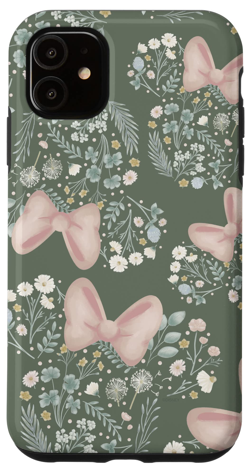 Coque iPhone 11 Disney Minnie Mouse fleurs vert sauge en silicone durable - 4