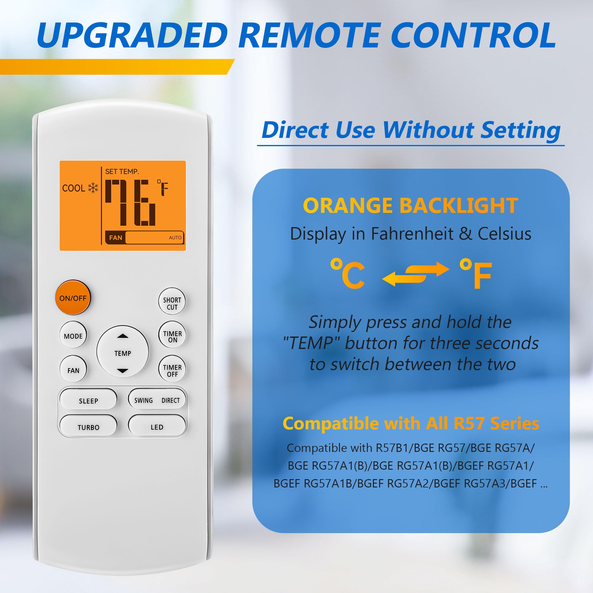 Mando a distancia de repuesto inteligente compatible con aire acondicionado Midea RG57/BGE Ac, incluye 2 pilas AAA, piezas de aire acondicionado portátiles 4