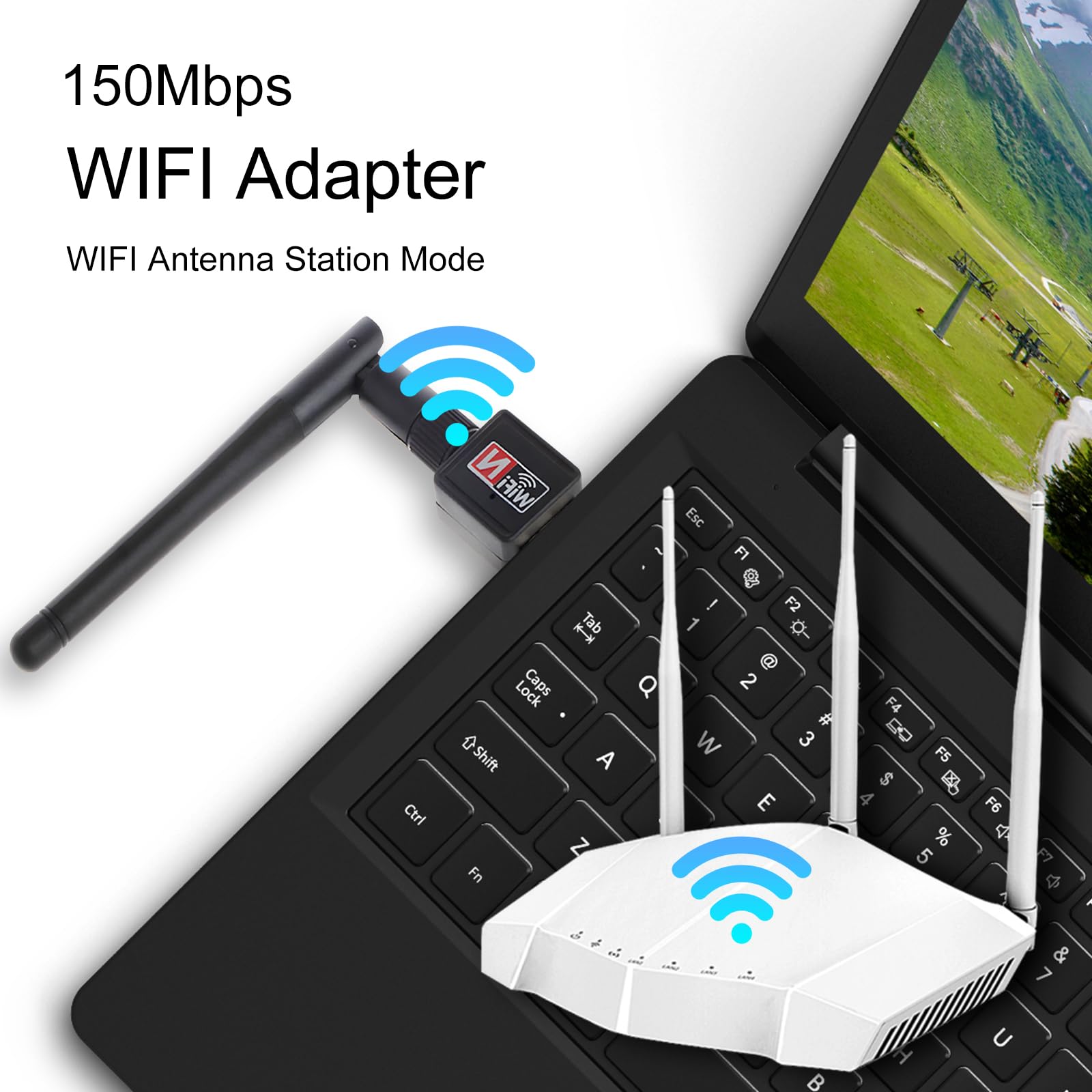 150M USB2.0 Wireless Network Card with RTL8188ETV Chip, Detachable 2dBi Antenna, Compatible with Windows, Linux, and Android