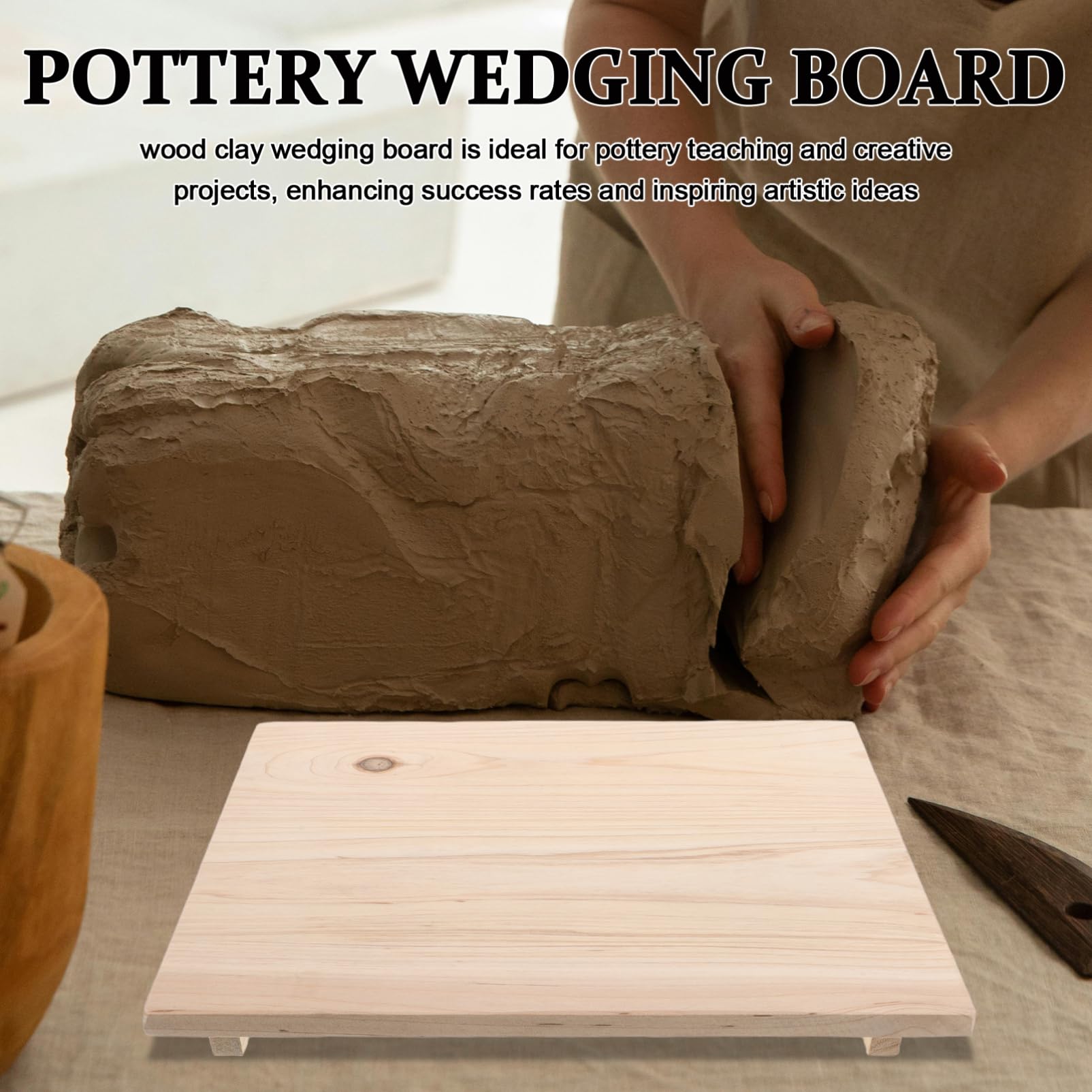Homoyoyo Planche à Poterie en Bois pour Séchage et Prévention de Déformation la Terre, Outil Essentiel pour Atelier Poterie et Activités Extérieures
