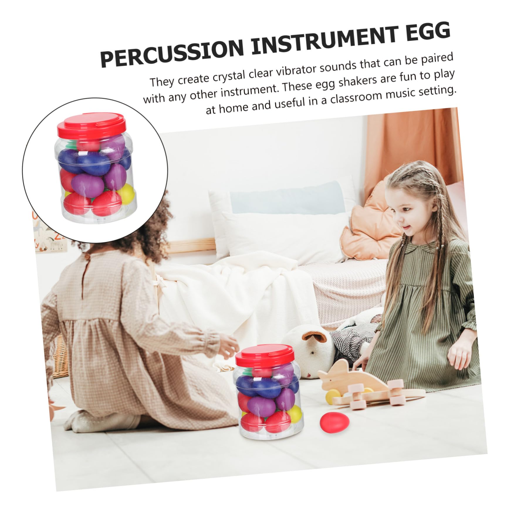 Strumenti Musicali Percussione Uova in Plastica 20 Pezzi Superficie Liscia per Back To School Party e Giochi Educativi per Ragazzo Ragazza Colore Casuale