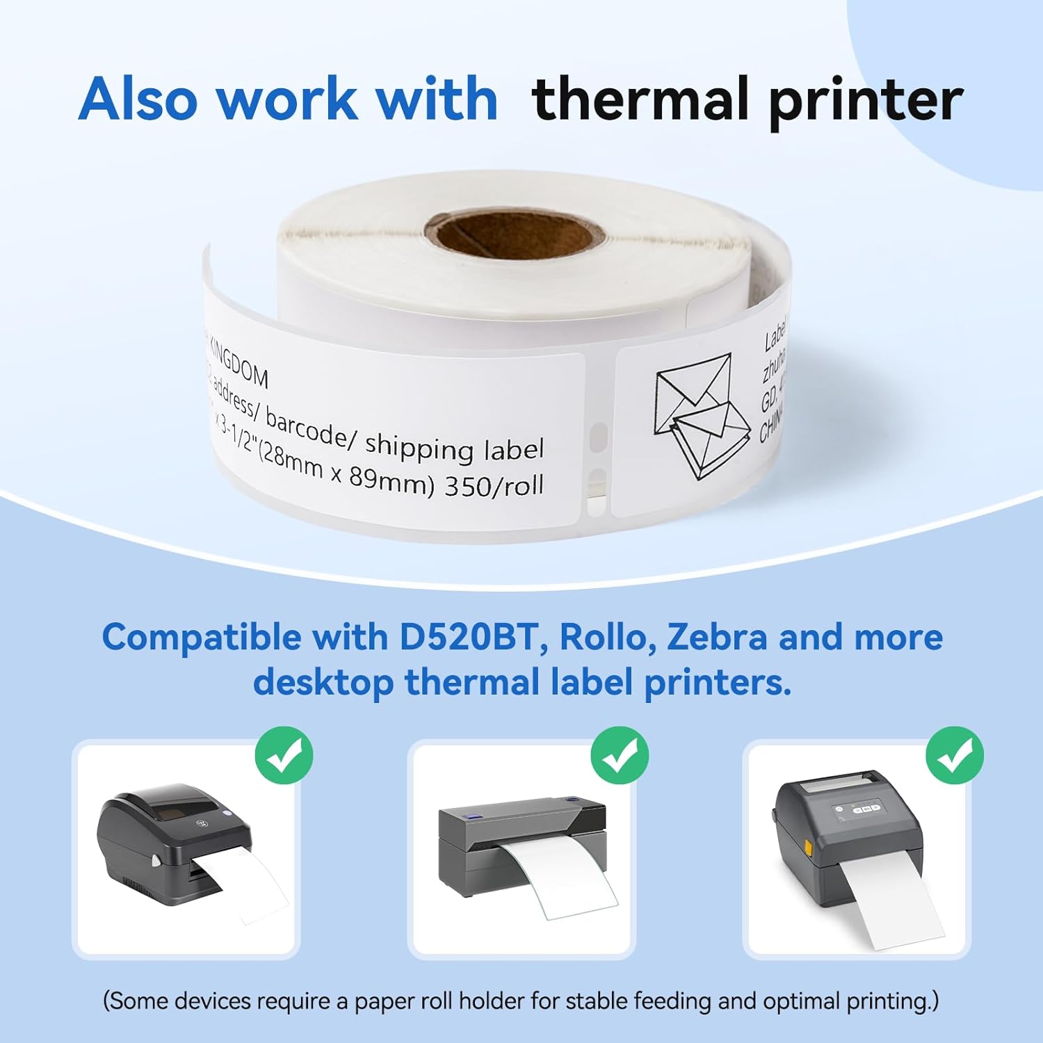 12 Rolls 1-1/8" x 3-1/2" Thermal Labels Replacement for DYMO LW 30252 Multipurpose Address Barcode Label Maker Refills for Label Writer 450, 450 Twin Turbo, 4XL Printers - Image 5