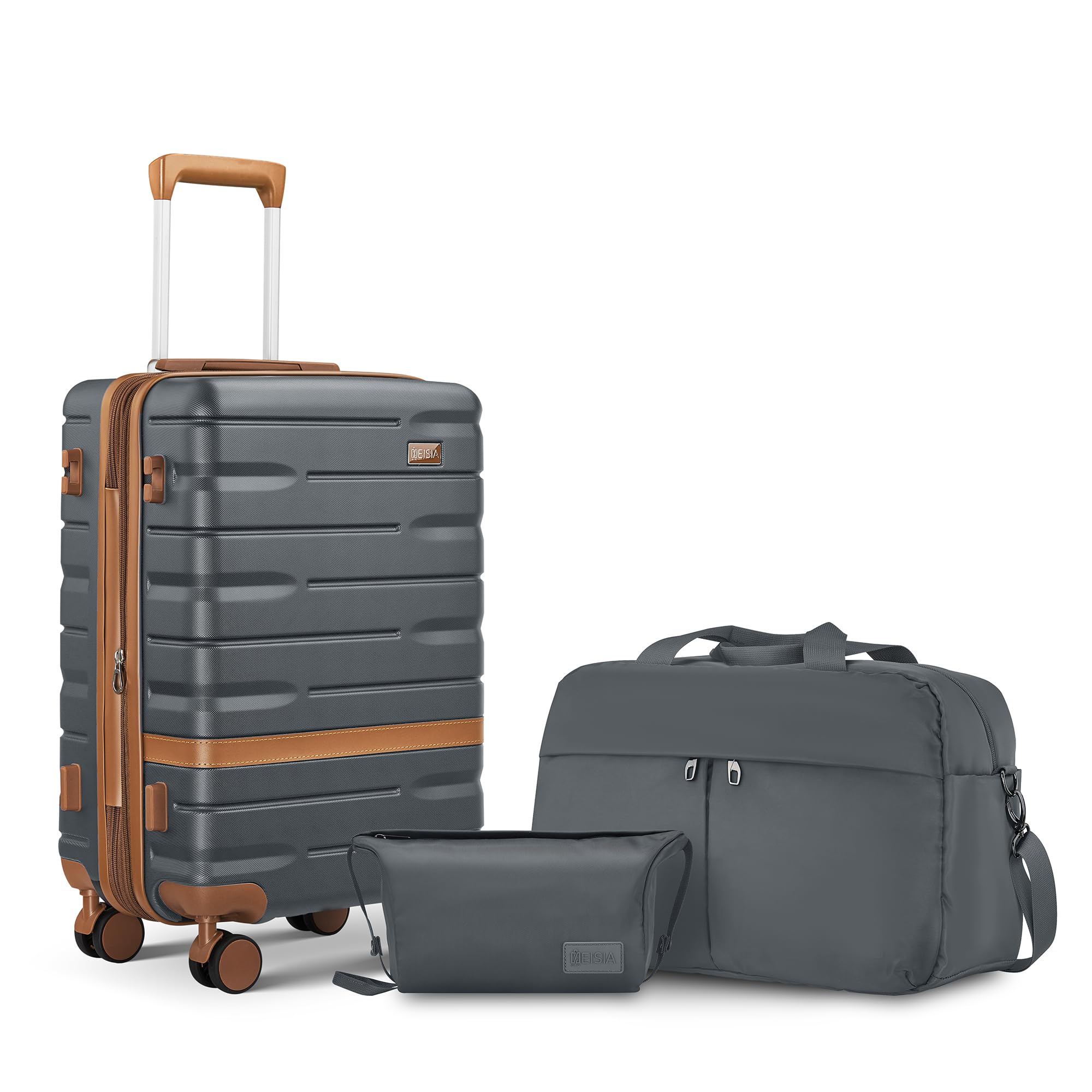 NEISIA Carry on Luggage Sets with TSA Lock,20 Inch Expandable Carry-on Suitcase with Spinner Wheels,Hard Shell Lightweight Rolling Travel Luggage with YKK Zippers (Gray)