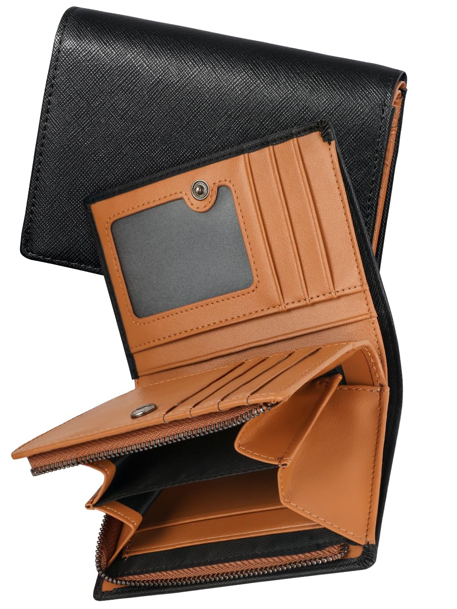 [GSG] 2つ折り財布 メンズ 人気 ブランド 二つ折りサイフ 大容量 ふたつおり さいふ カード収納19枚 仕切りあるファスナー小銭入れ 折りたたみ 男性 紳士用 プレゼント ギフトにも 22088