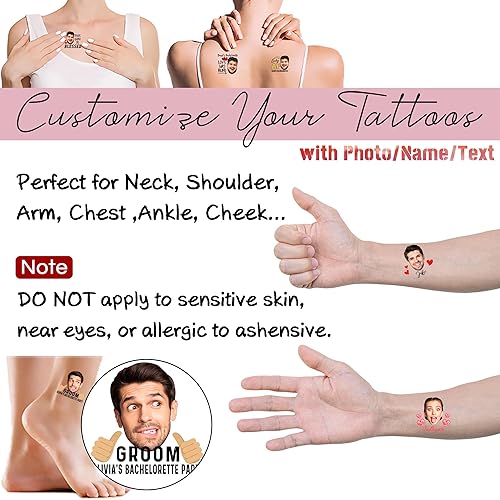 Miniatura 3 de Tatuajes corporales personalizados para despedida de soltera, calcomanías de despedida de soltero, suministros de fiesta con caras divertidas,