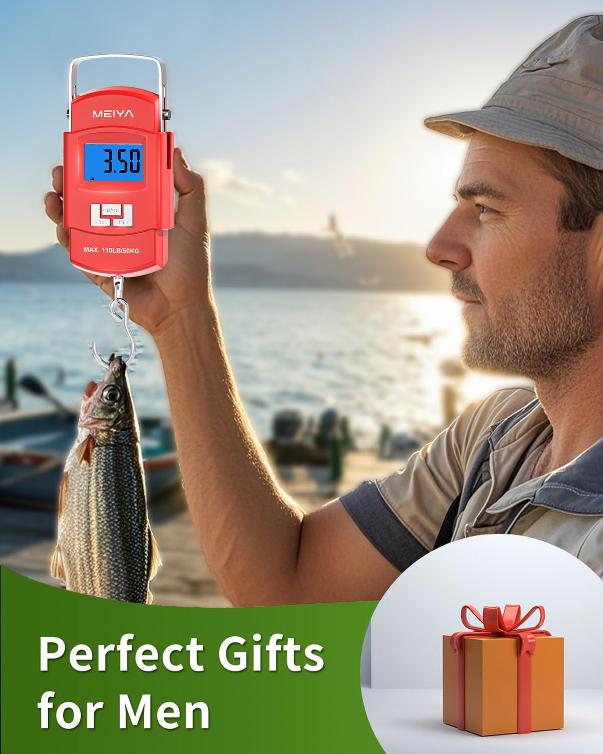 MEIYA Fischwaage 150 Pfund Tragbare Gepäckwaage Reise Digitale Hängewaage mit Haken, Angelgeschenke für Männer, Wiegewerkzeug für Koffer & Fische, inklusive 2 AAA-Batterien, LCD-Display mit
