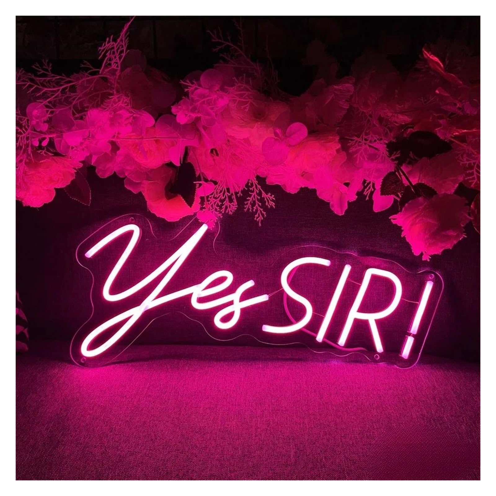 BYAMBD Home Bar Decor Yes Sir Neon Sign Bedroom Decorations Personalized Led Light for Wedding Decor USB Powered Dimmable 50cmх23.6cm(Pink)