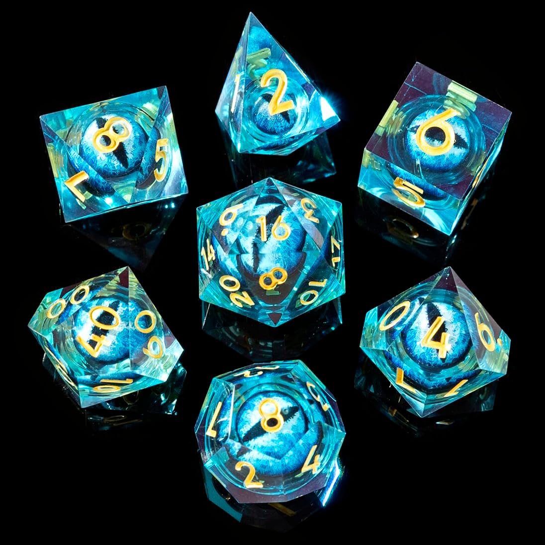 YEMEKO Beholder'S Eye DND Dice Dragon Eye Liquid Core Sharp Edge