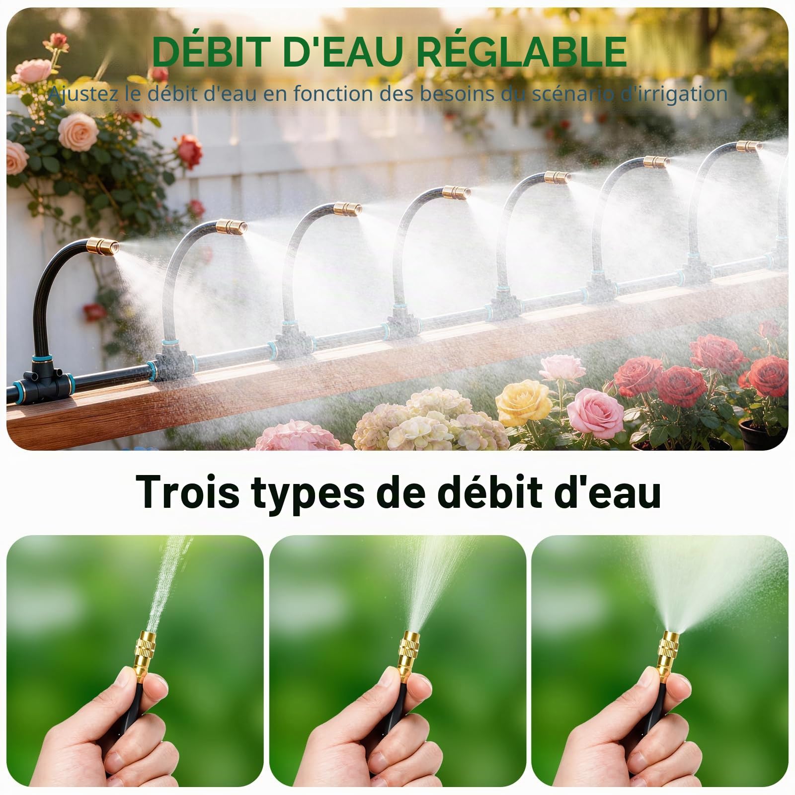 30m Système D'irrigation Jardin, Système d'irrigation automatique de jardin à 360°, Convient Aux Plantes De Jardin, Aux Jardins, Aux Plantes En Pot Et Aux Pelouses