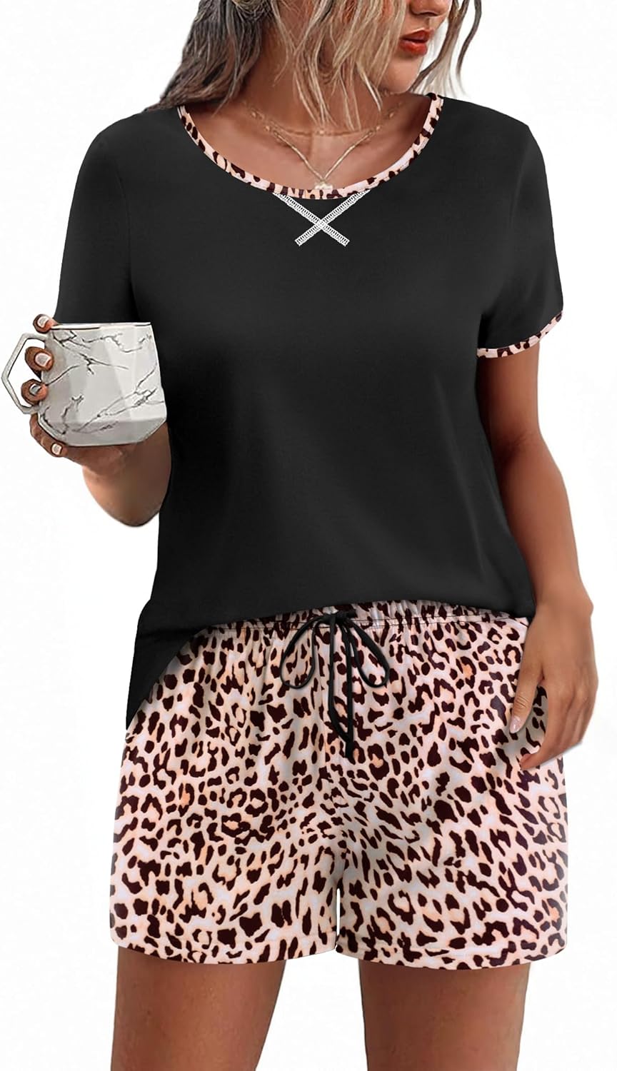 Ekouaer Women Pajama Set Casual Short Set