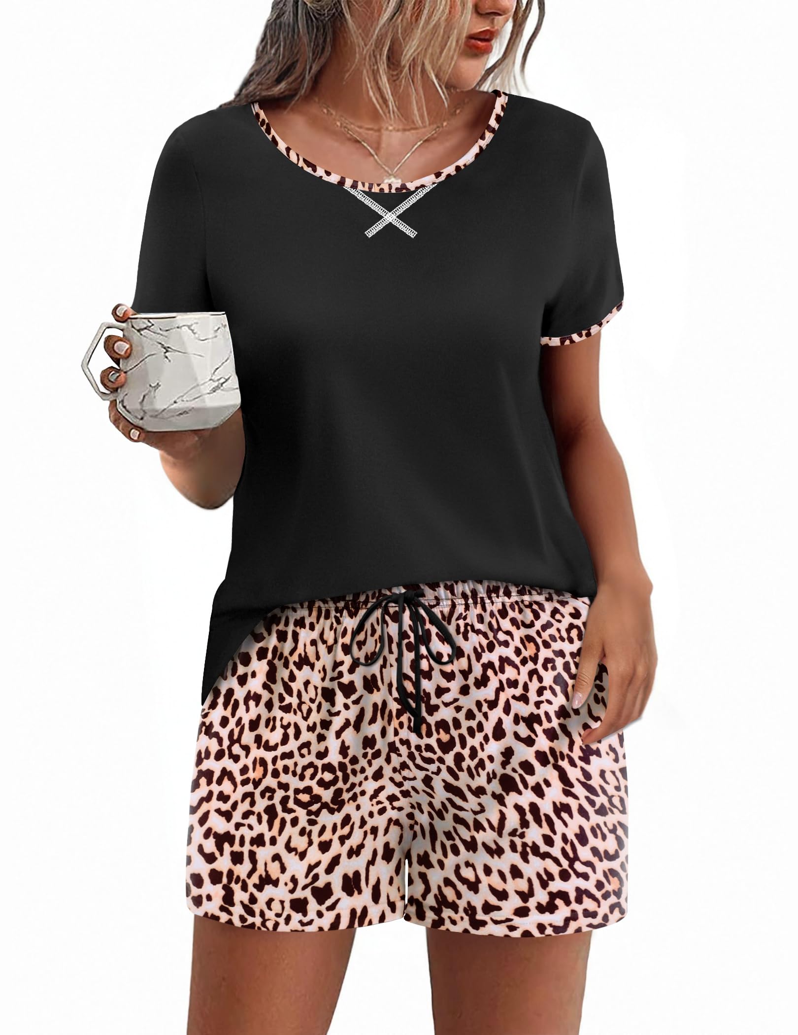Ekouaer Women Pajama Set Casual Short Set