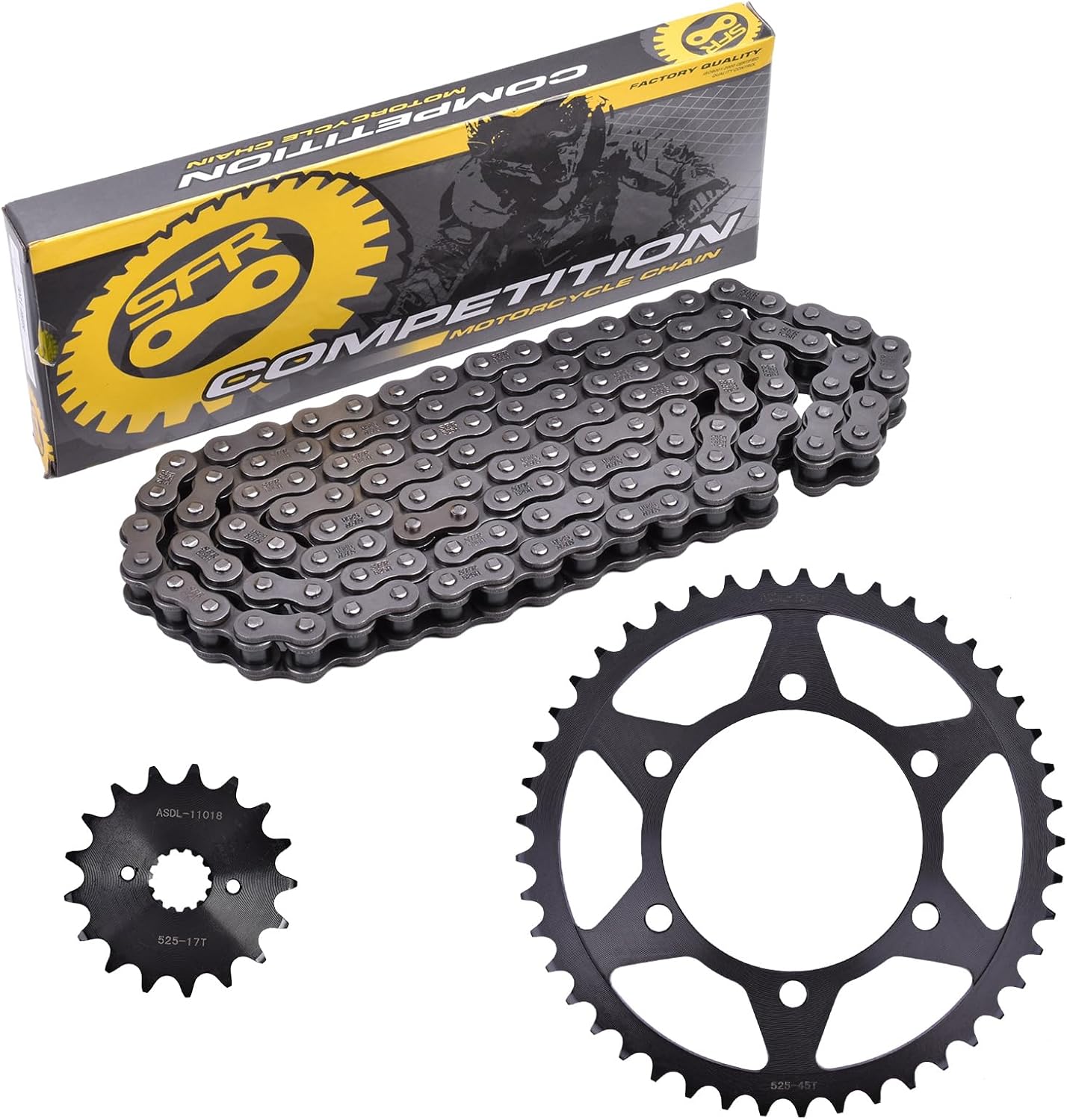 Chain and Sprocket Kit 525 Front 17T Rear 45T Chain 525-116 Links Fit for SUZUKI GSXR 750 GSXR750 GSX-R750 2011-2019 GSX-R750 2019-2024 GSX-R750 100th Anniversary-Edition 2021