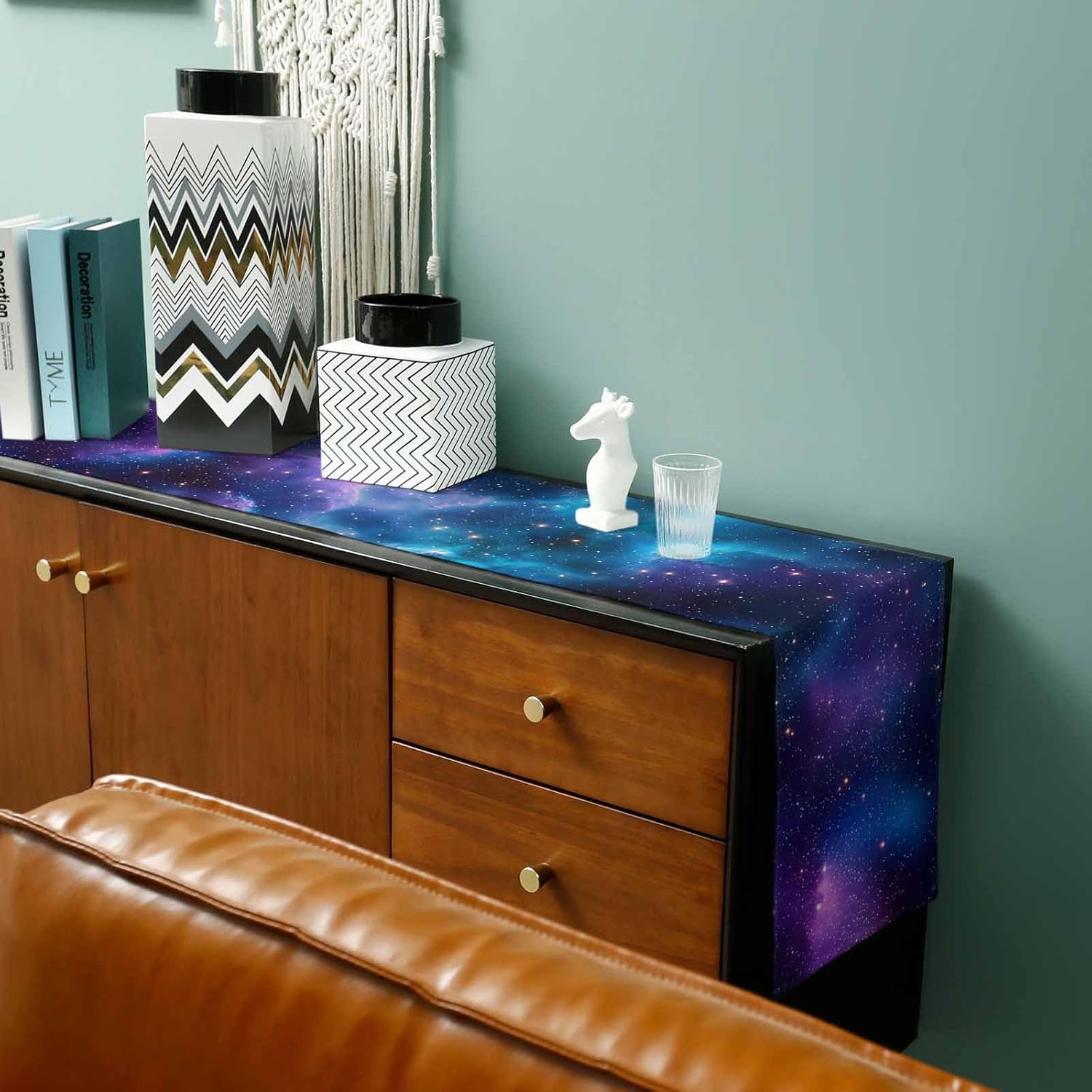 Dining Table Runner Dresser Scarf Linen Burlap Fabric,Galaxy Stars in Space Universe Celestial Astronomical Planets Washable Table Runners 72 Inches Long for Home Kitchen Wedding Party Decor