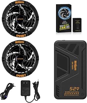 空調作業服 ファンバッテリーセット 52V出力 45000mAh 6段階風量調節 Amazon.co.jp: 2026最新 52V超高出力 空調作業服 ファンバッテリー