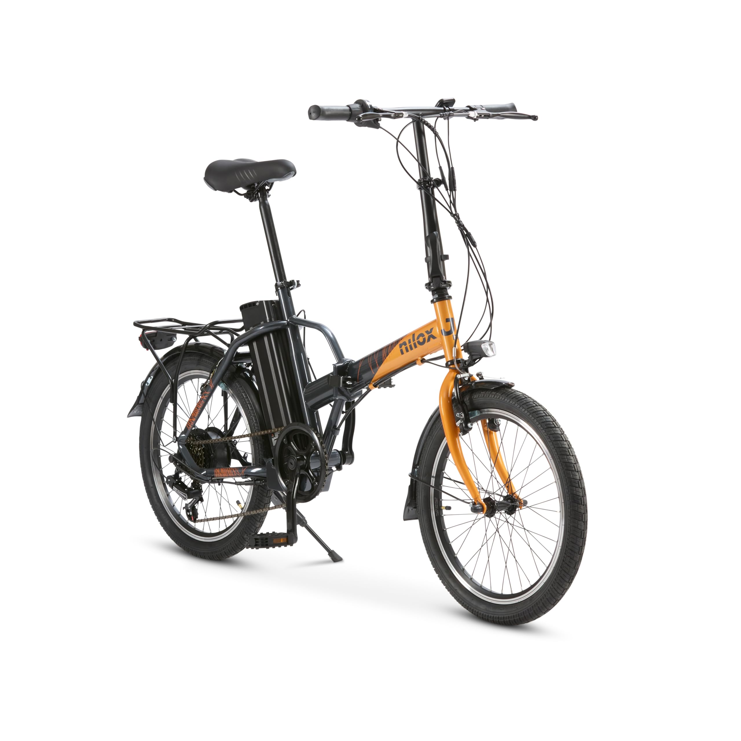 Nilox, Ebike, Bici Elettrica Pieghevole, Fino a 40 km di Autonomia, Fino a 25 Km/h, Motore da 36 V/250 W e Batteria 36 V, Gomme 20"