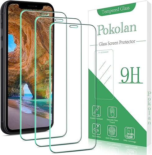 Pokolan Paquete de 3 Protector de pantalla para iPhone 11XR de vidrio templado de 6.1 pulgadas, dureza 9H, antiarañazos, sin burbujas, compatible