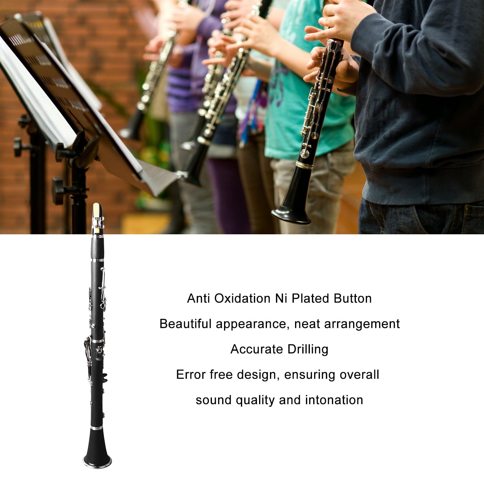 Cryfokt Clarinete Bb Durabilidad Ingeniería Plástico Ni Chapado Clave Clarinete para Kit de Larga Vida útil