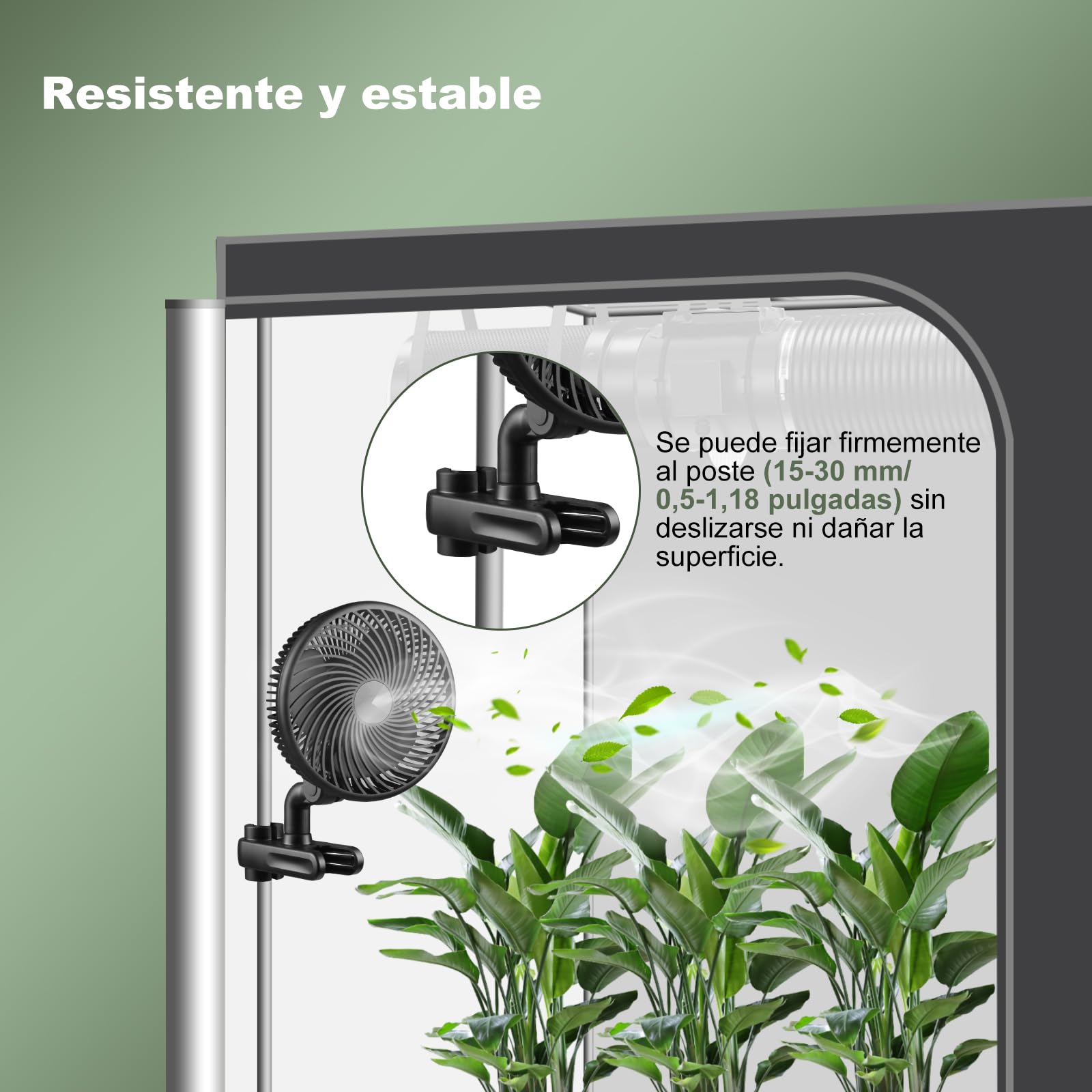 Ventilador de cultivo clip - Ventilador oscilante ajustable con 10 velocidades, silencioso para tienda de cultivo